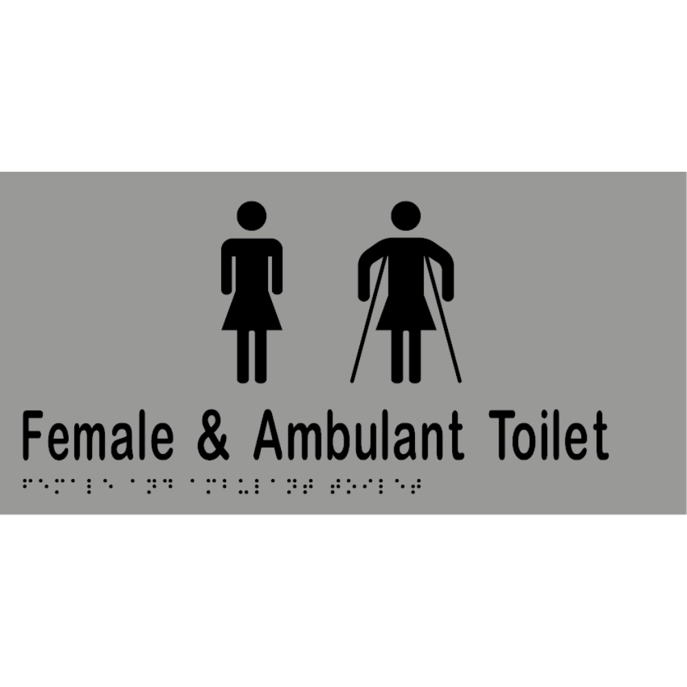 Female & Ambulant Toilet Braille Sign in Silver Vinyl - MLS16266A_SIL