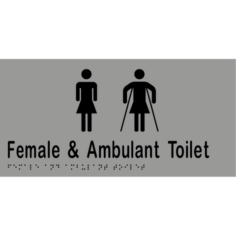 Female & Ambulant Toilet Braille Sign in Stainless Steel - MLS16266A_SS