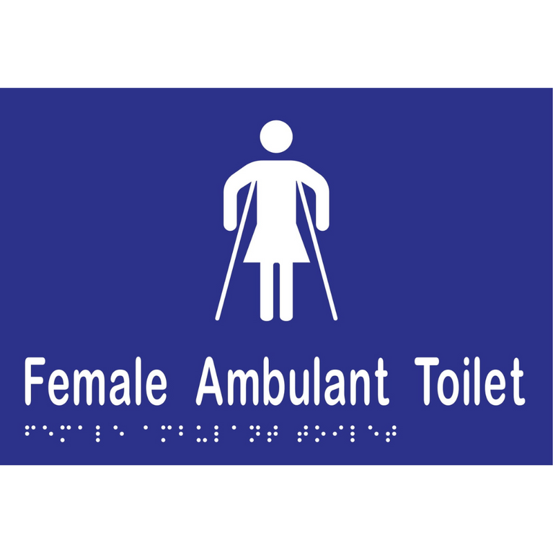 Female Ambulant Toilet Braille Sign in Blue Vinyl - MLS16266_BLU