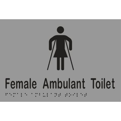Female Ambulant Toilet Braille Sign in Stainless Steel - MLS16266_SS