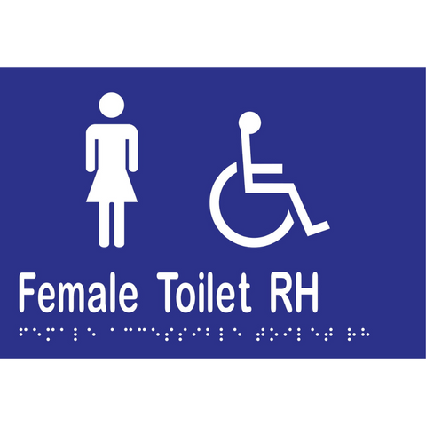 Female Accessible Toilet RH Braille Sign in Blue Vinyl - MLS16268_BLU