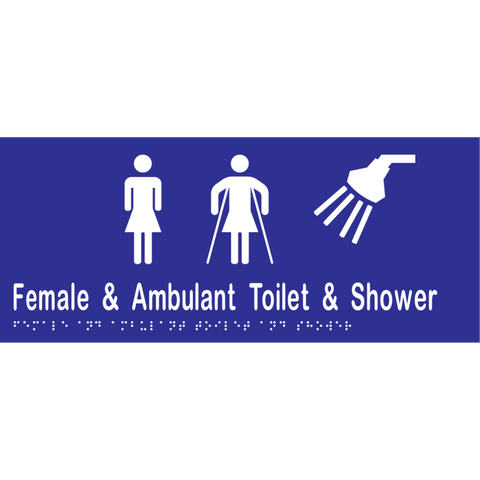 Female & Ambulant Toilet & Shower Braille Sign in Blue Vinyl - MLS16269A_BLU
