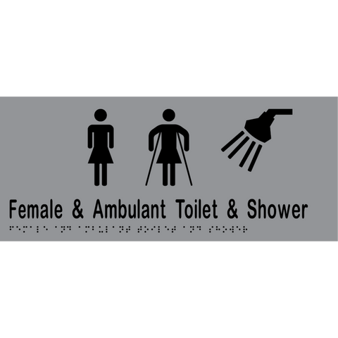 Female & Ambulant Toilet & Shower Braille Sign in Stainless Steel - MLS16269A_SS
