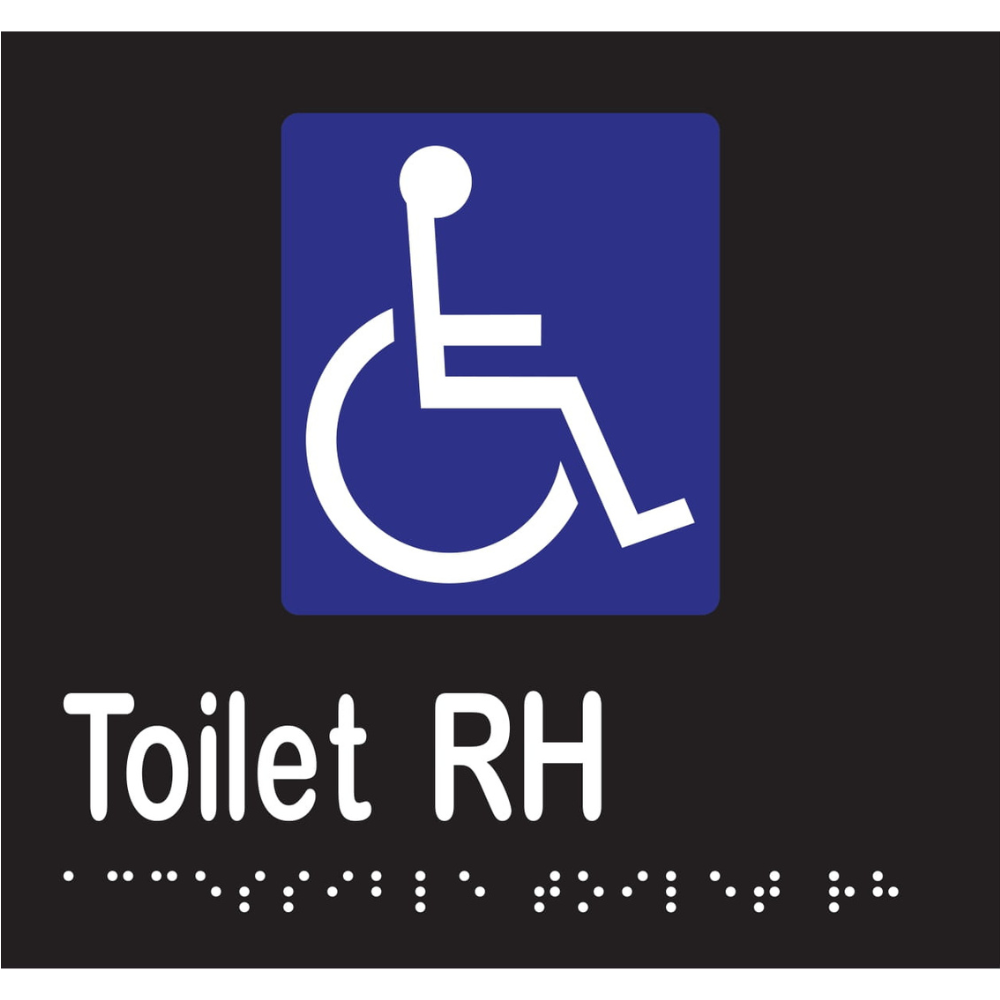 Accessible Toilet RH Braille Sign in Designer Black Vinyl - MLS16271_BLK