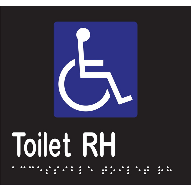 Accessible Toilet RH Braille Sign in Designer Black Vinyl - MLS16271_BLK