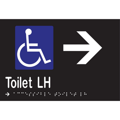 Accessible Toilet LH & Right Arrow Braille Sign in Designer Black Vinyl - MLS16272R_BLK
