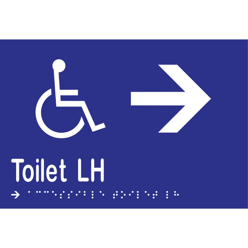 Accessible Toilet LH & Right Arrow Braille Sign in Blue Vinyl - MLS16272R_BLU