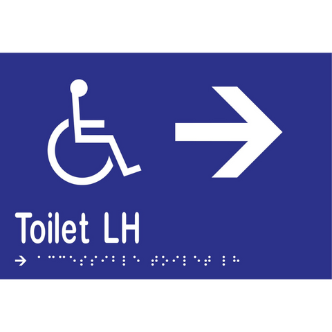 Accessible Toilet LH & Right Arrow Braille Sign in Blue Vinyl - MLS16272R_BLU