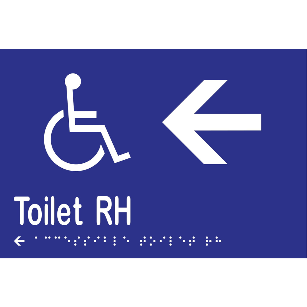 Accessible Toilet RH & Left Arrow Braille Sign in Blue Vinyl - MLS16273L_BLU