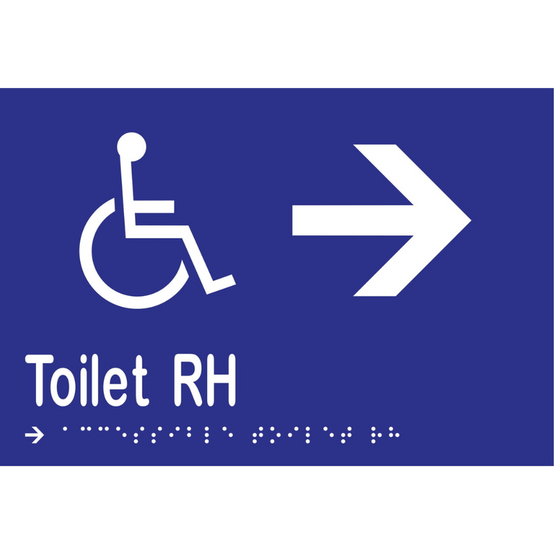 Accessible Toilet RH & Right Arrow Braille Sign in Blue Vinyl - MLS16273R_BLU