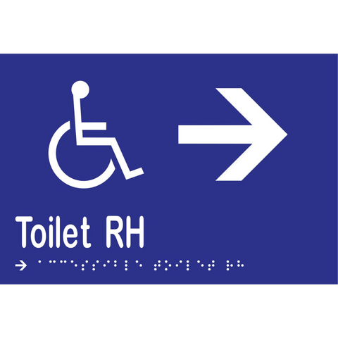 Accessible Toilet RH & Right Arrow Braille Sign in Blue Vinyl - MLS16273R_BLU