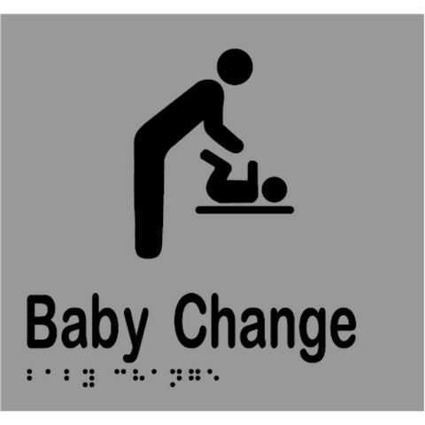 Baby Change Braille Sign in Silver Vinyl - MLS16280_SIL