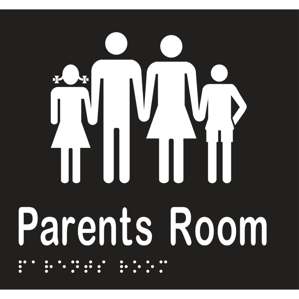 Parents Room Braille Sign in Designer Black Vinyl - MLS16281_BLK