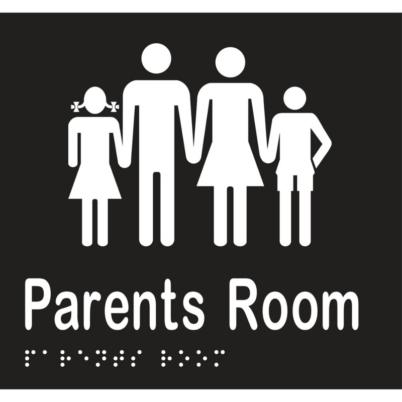 Parents Room Braille Sign in Designer Black Vinyl - MLS16281_BLK