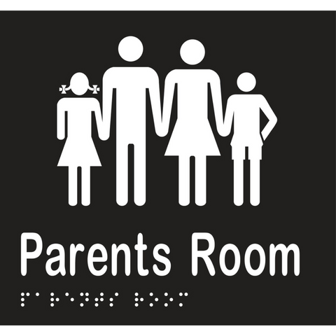 Parents Room Braille Sign in Designer Black Vinyl - MLS16281_BLK