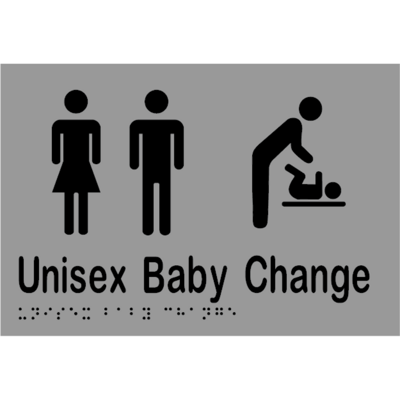 Unisex Baby Change Braille Sign in Silver Vinyl - MLS16282_SIL