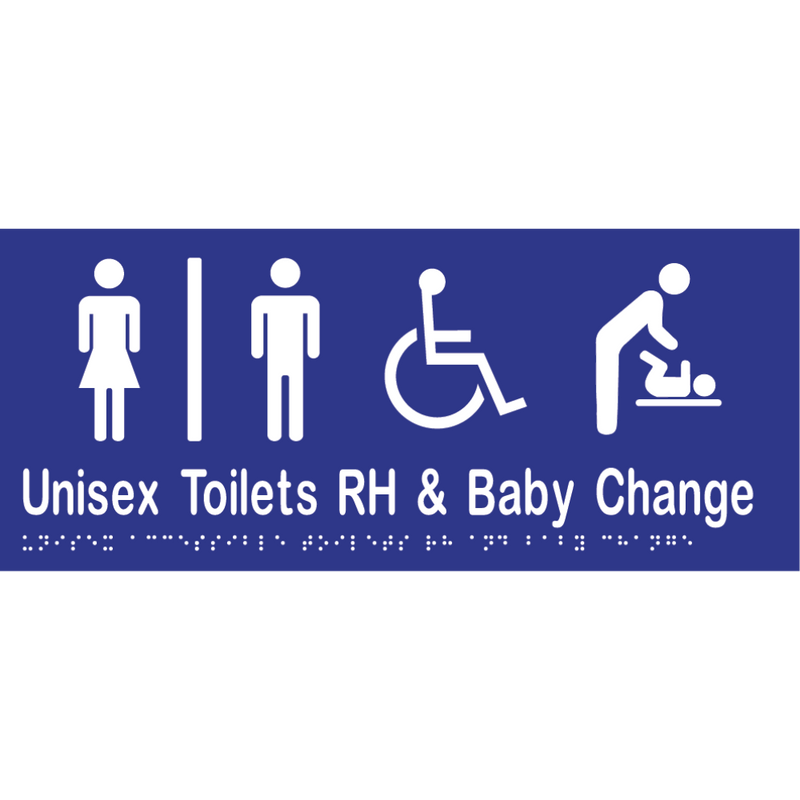 Unisex Accessible Toilets Divided RH & Baby Change Braille in Blue Vinyl - MLS16284_BLU