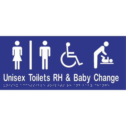 Unisex Accessible Toilets Divided RH & Baby Change Braille in Blue Vinyl - MLS16284_BLU