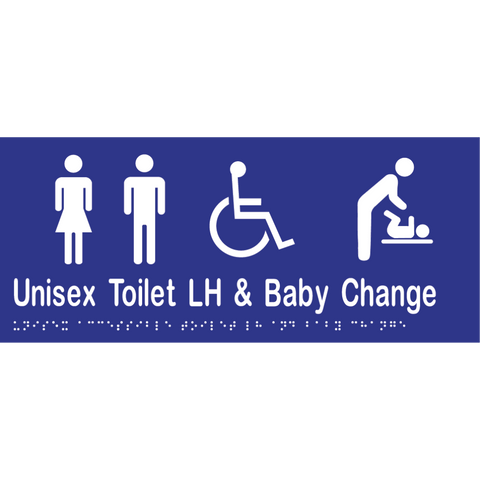 Unisex Accessible Toilet LH & Baby Change Braille Sign in Blue Vinyl - MLS16285_BLU