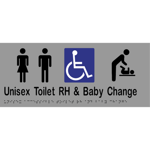 Unisex Accessible Toilet RH & Baby Change Braille Sign in Stainless Steel - MLS16286_SS