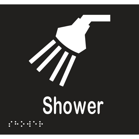 Shower Braille Sign in Designer Black Vinyl - MLS16290_BLK