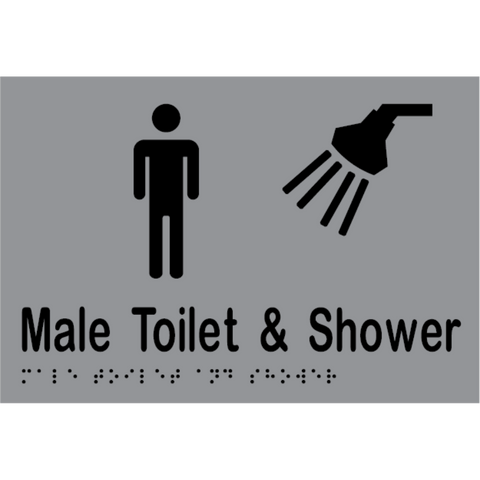 Male Toilet & Shower Braille Sign in Stainless Steel - MLS16291TS_SS