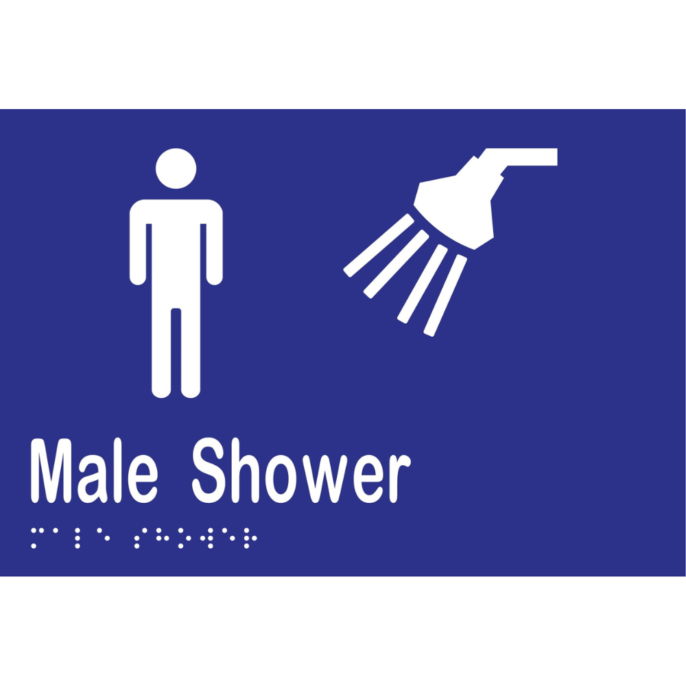 Male Shower Braille Sign in Blue Vinyl - MLS16291_BLU