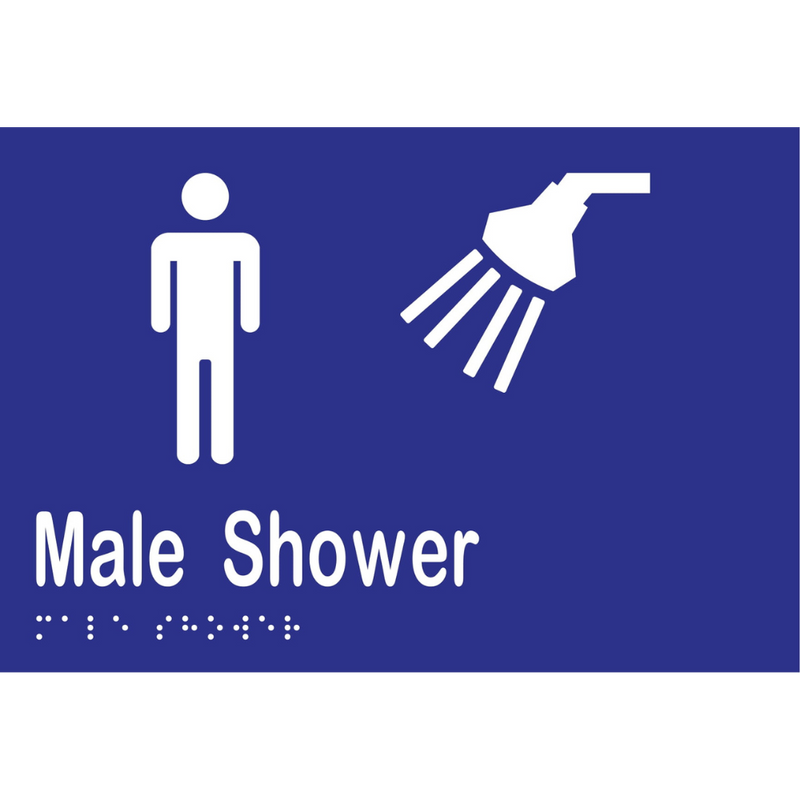Male Shower Braille Sign in Blue Vinyl - MLS16291_BLU