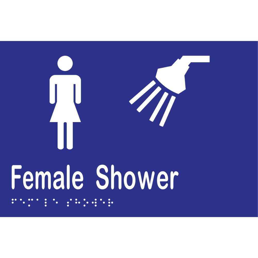 Female Shower Braille Sign in Blue Vinyl - MLS16292_BLU