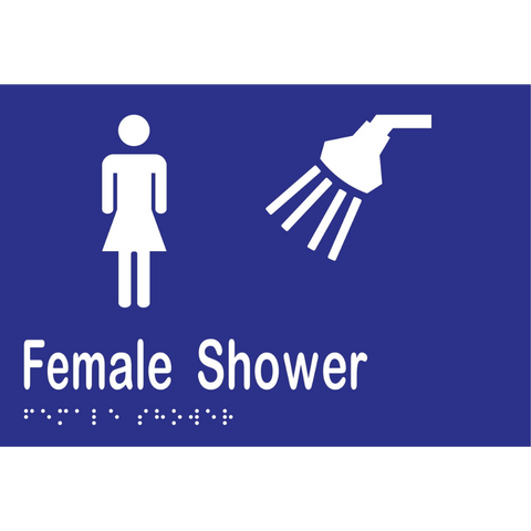 Female Shower Braille Sign in Blue Vinyl - MLS16292_BLU