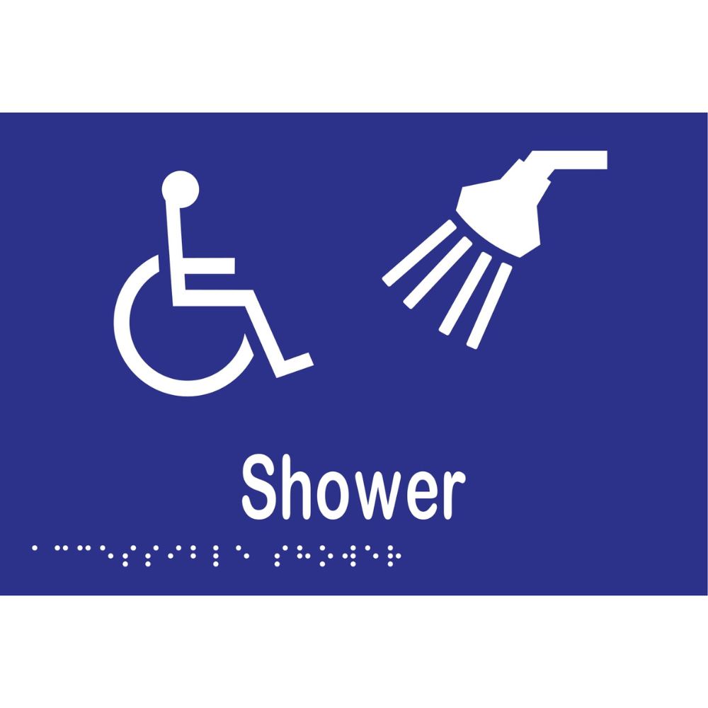 Accessible Shower Braille Sign in Blue Vinyl - MLS16293_BLU
