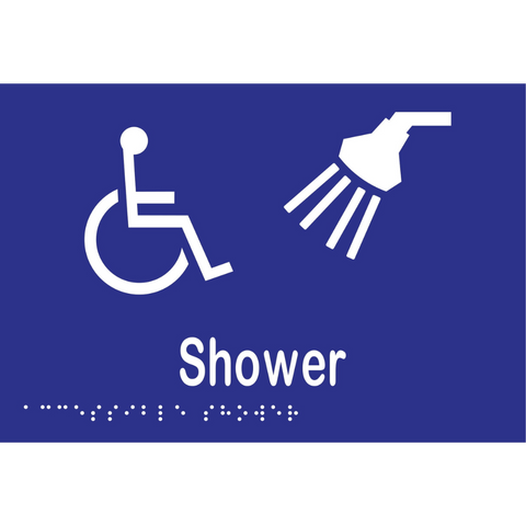 Accessible Shower Braille Sign in Blue Vinyl - MLS16293_BLU