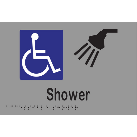 Accessible Shower Braille Sign in Stainless Steel - MLS16293_SS