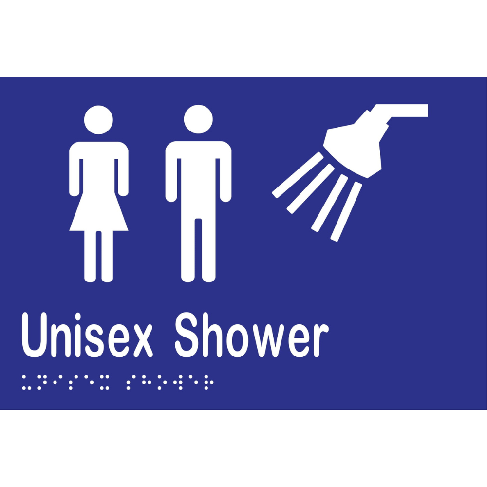 Unisex Shower Braille Sign in Blue Vinyl - MLS16294_BLU