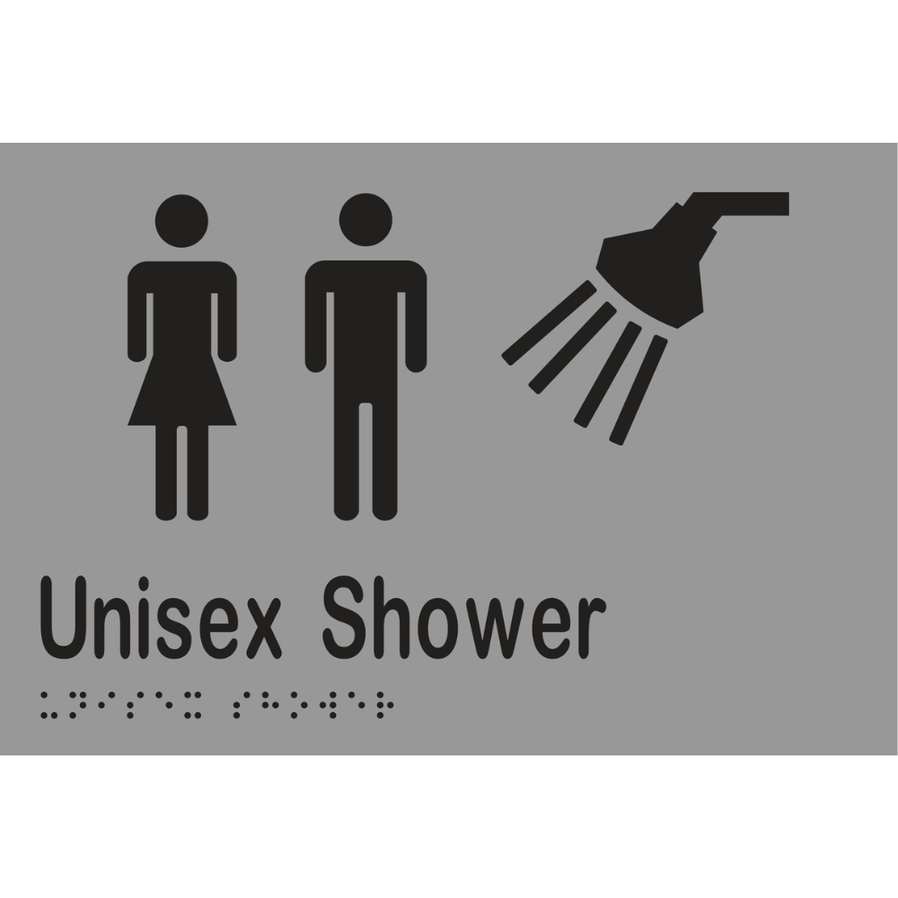 Unisex Shower Braille Sign in Silver Vinyl - MLS16294_SIL