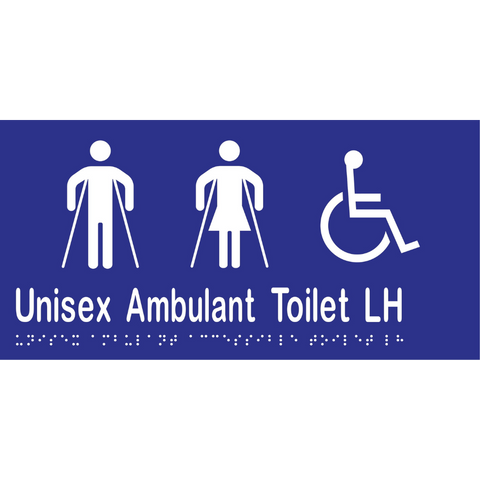Unisex Ambulant Accessible Toilet LH Braille Sign in Blue Vinyl - MLS16302_BLU