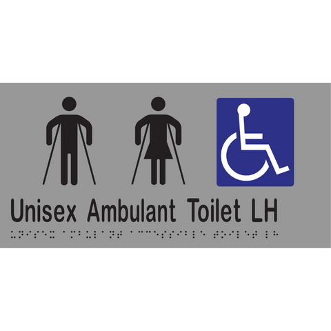 Unisex Ambulant Accessible Toilet LH Braille Sign in Stainless Steel - MLS16302_SS