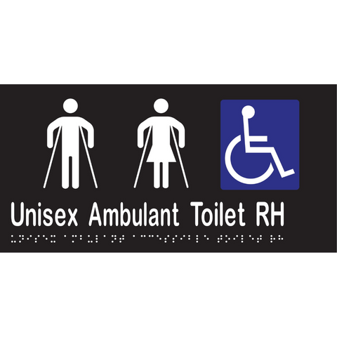 Unisex Ambulant Accessible Toilet RH Braille Sign in Designer Black Vinyl - MLS16303_BLK