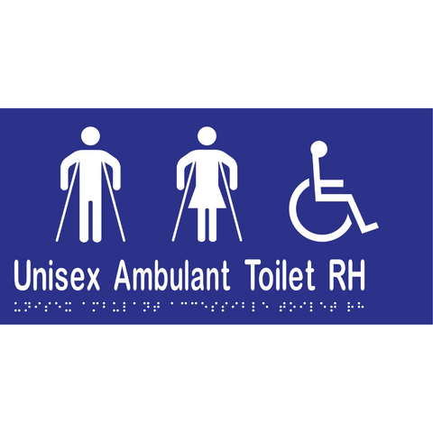 Unisex Ambulant Accessible Toilet RH Braille Sign in Blue Vinyl - MLS16303_BLU