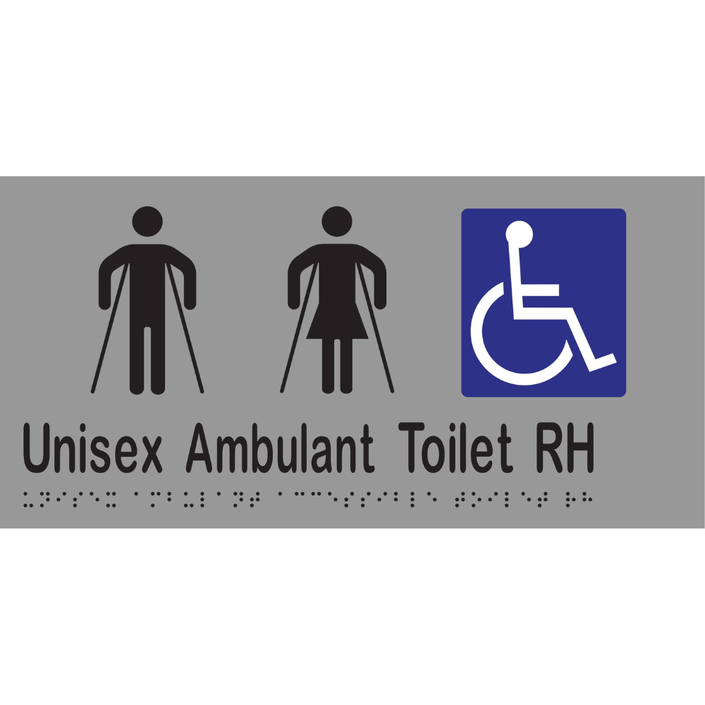 Unisex Ambulant Accessible Toilet RH Braille Sign in Stainless Steel - MLS16303_SS