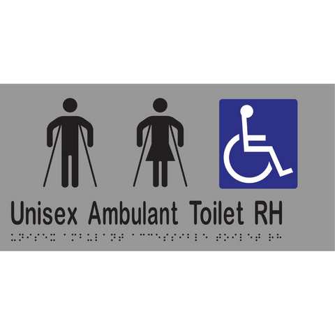 Unisex Ambulant Accessible Toilet RH Braille Sign in Stainless Steel - MLS16303_SS