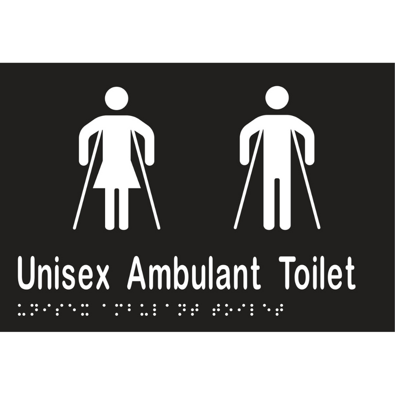 Unisex Ambulant Toilet Braille Sign in Designer Black Vinyl - MLS16304_BLK