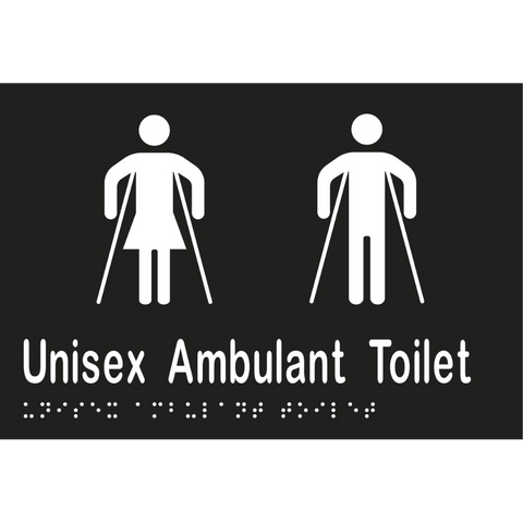 Unisex Ambulant Toilet Braille Sign in Designer Black Vinyl - MLS16304_BLK