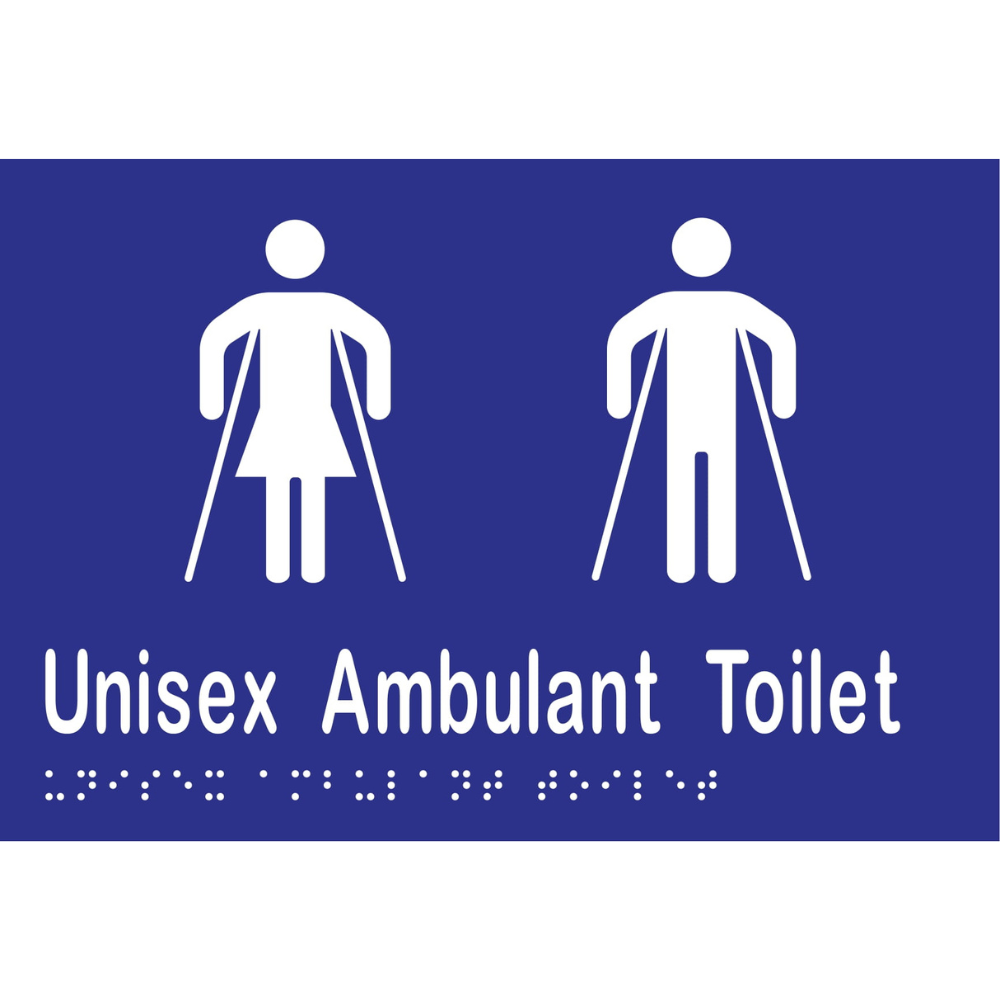 Unisex Ambulant Toilet Braille Sign in Blue Vinyl - MLS16304_BLU