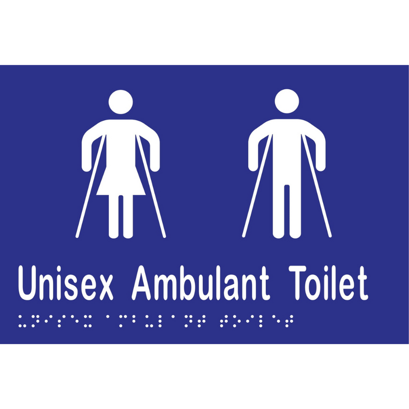 Unisex Ambulant Toilet Braille Sign in Blue Vinyl - MLS16304_BLU