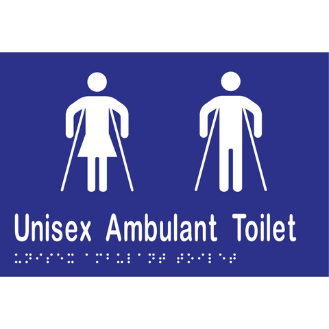 Unisex Ambulant Toilet Braille Sign in Blue Vinyl - MLS16304_BLU