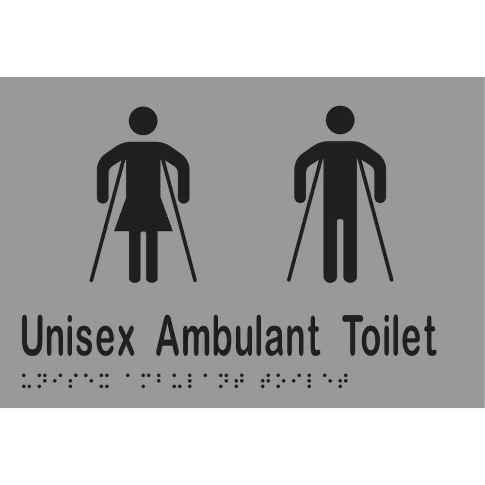 Unisex Ambulant Toilet Braille Sign in Stainless Steel - MLS16304_SS