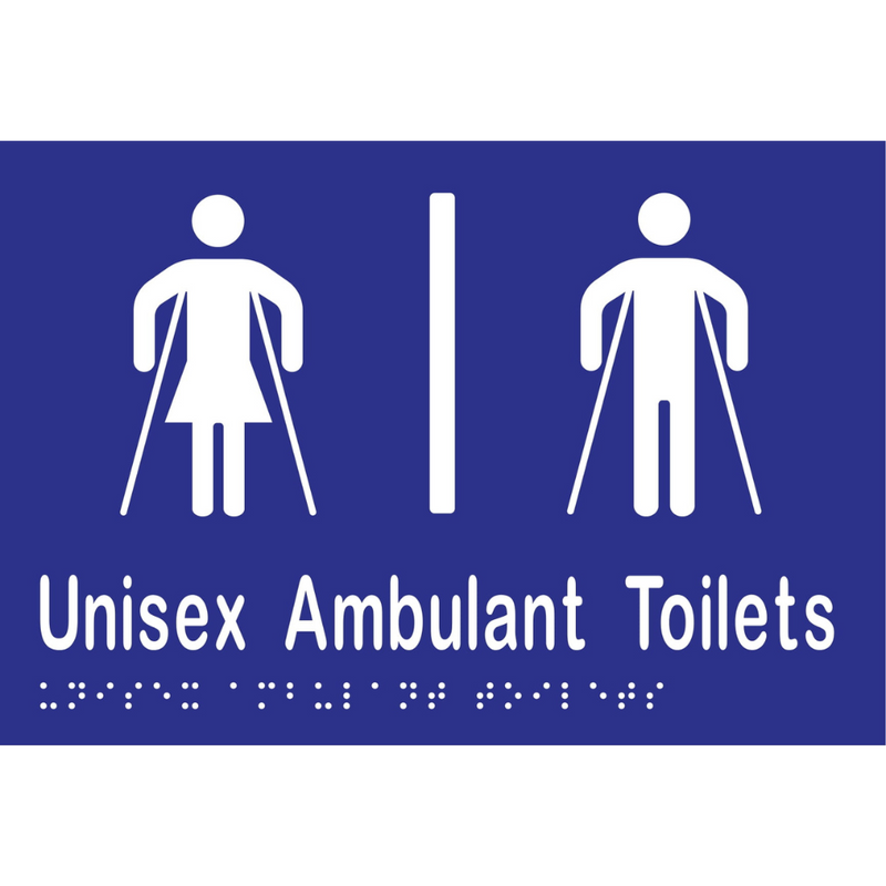 Unisex Ambulant Toilet Divided Braille Sign in Blue Vinyl - MLS16305_BLU