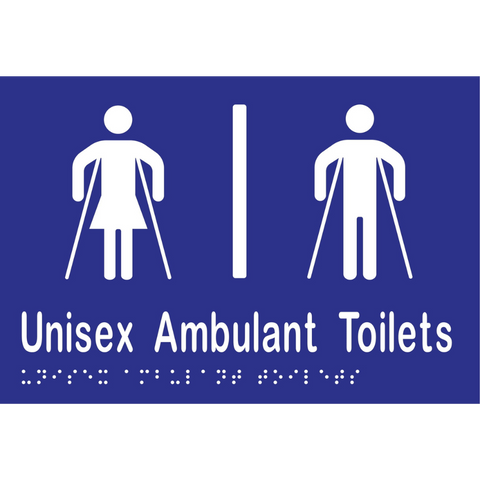 Unisex Ambulant Toilet Divided Braille Sign in Blue Vinyl - MLS16305_BLU