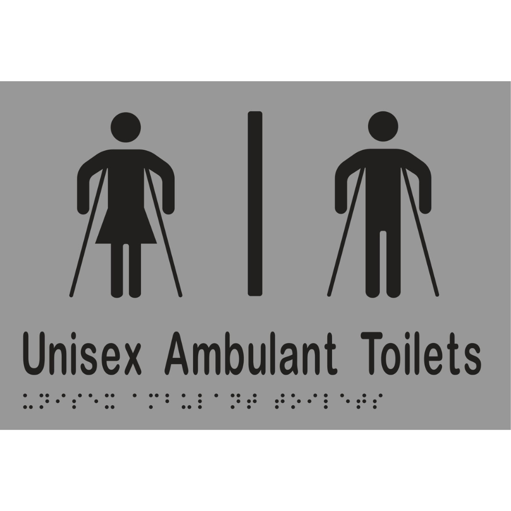 Unisex Ambulant Toilet Divided Braille Sign in Stainless Steel - MLS16305_SS